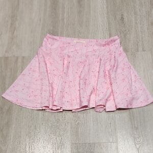Peach Love California Light Pink Floral Skater Skirt Skort